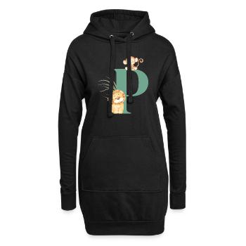 Buchstabe p grüne Dschungeltiere - Hoodie-Kleid - Schwarz - Vorne