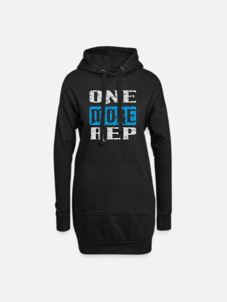 one more rep white blue - Hoodie Dress - black