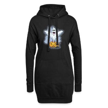 Scary Halloween Ghost with Pumpkin - Hoodie Dress - black - Front
