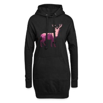 Hirsch Natur - Hoodie-Kleid - Schwarz - Vorne