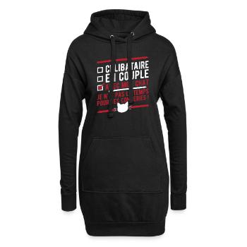 "Célibataire en couple avec mon chat" humour - Sweat-shirt à capuche long Femme - noir - Devant