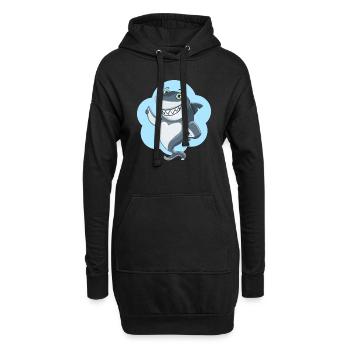 shark23 - Sweat-shirt à capuche long Femme - noir - Devant
