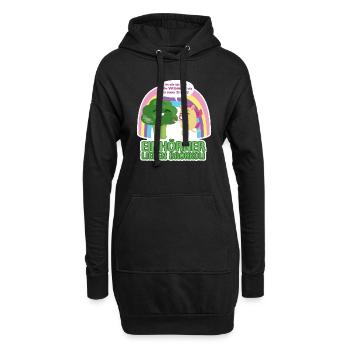Einhörner lieben Brokkoli - Hoodie-Kleid - Schwarz - Vorne