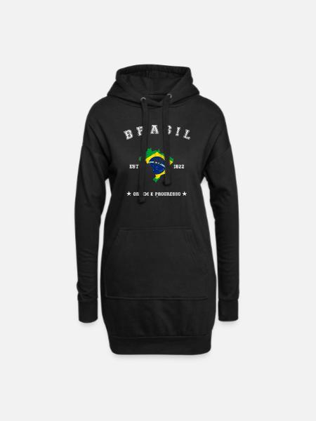 Brasil vintage flag-map - Hoodie Dress - black