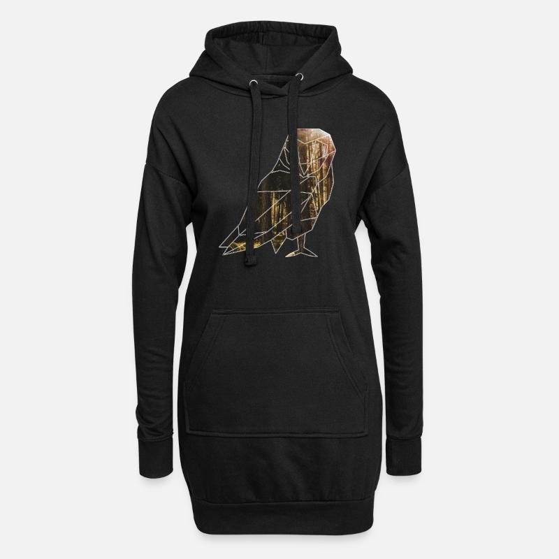 Die Eule im wald - Hoodie-Kleid - Schwarz