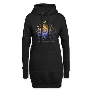 Live By The Sun Dream By The Moon Sonne Mond Boho - Hoodie-Kleid - Schwarz - Vorne