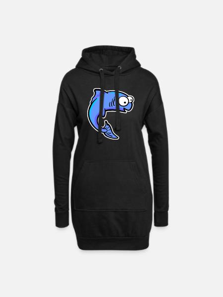 Fisch Forelle Lachs - Hoodie-Kleid - Schwarz