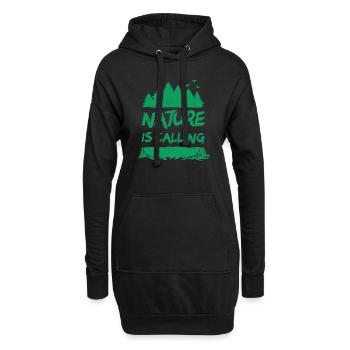 Nature is Calling - Hoodie-Kleid - Schwarz - Vorne