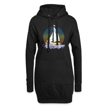 Segelboot - Hoodie-Kleid - Schwarz - Vorne