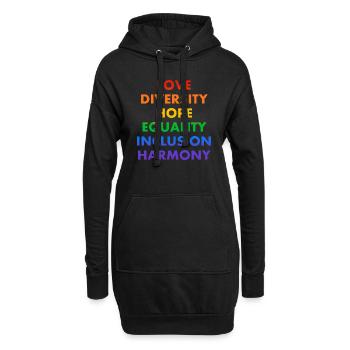 LIEBE VIELFALT HOFFNUNG GLEICHHEIT INKLUSION HARMONIE - Hoodie-Kleid - Schwarz - Vorne
