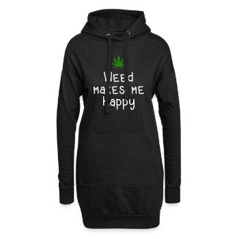 l’herbe me rend heureux cannabis marijuana - Sweat-shirt à capuche long Femme - noir - Devant