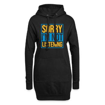 sorry im not listening - Hoodie-Kleid - Schwarz - Vorne