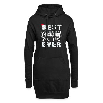 Meilleur Noël avec mari de tous les temps - Sweat-shirt à capuche long Femme - noir - Devant