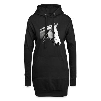 Pferd Skizze Bleistift Pferde Tier Porträts 6 - Hoodie-Kleid - Schwarz - Vorne