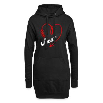 sœur cœur - Sweat-shirt à capuche long Femme - noir - Devant