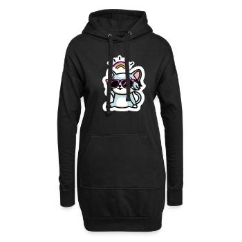 rainbow cat with glasses - Hoodie-Kleid - Schwarz - Vorne