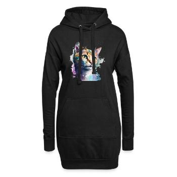 Chat domestique Aquarelle Shorthair Cat Cool Art Motif - Sweat-shirt à capuche long Femme - noir - Devant