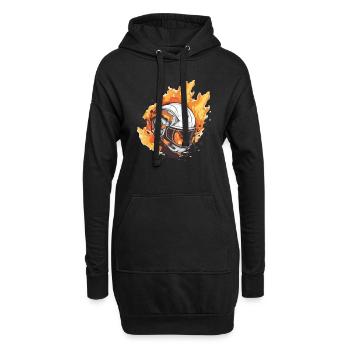 Helm in Flammen - Hoodie-Kleid - Schwarz - Vorne