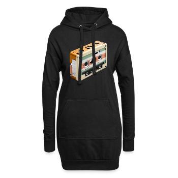 Illustration de cassette rétro - Vintage - Sweat-shirt à capuche long Femme - noir - Devant