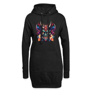 Hannya Mask III - Hoodie-Kleid - Schwarz - Vorne