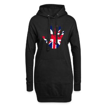 Englischer Fußabdruck - Hoodie-Kleid - Schwarz - Vorne