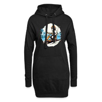 Zeze den Affen auf dem Roller - Hoodie-Kleid - Schwarz - Vorne