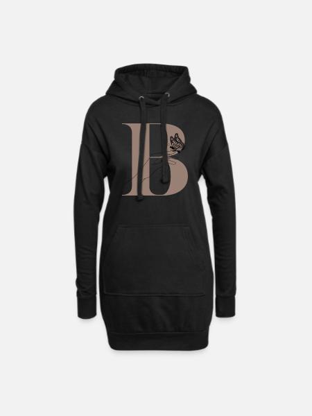 lettre b papillon magique - Sweat-shirt à capuche long Femme - noir