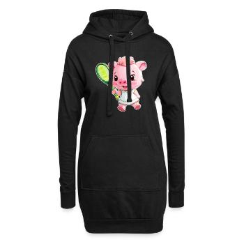 Tennis jouant au porcelet cochon - Sweat-shirt à capuche long Femme - noir - Devant
