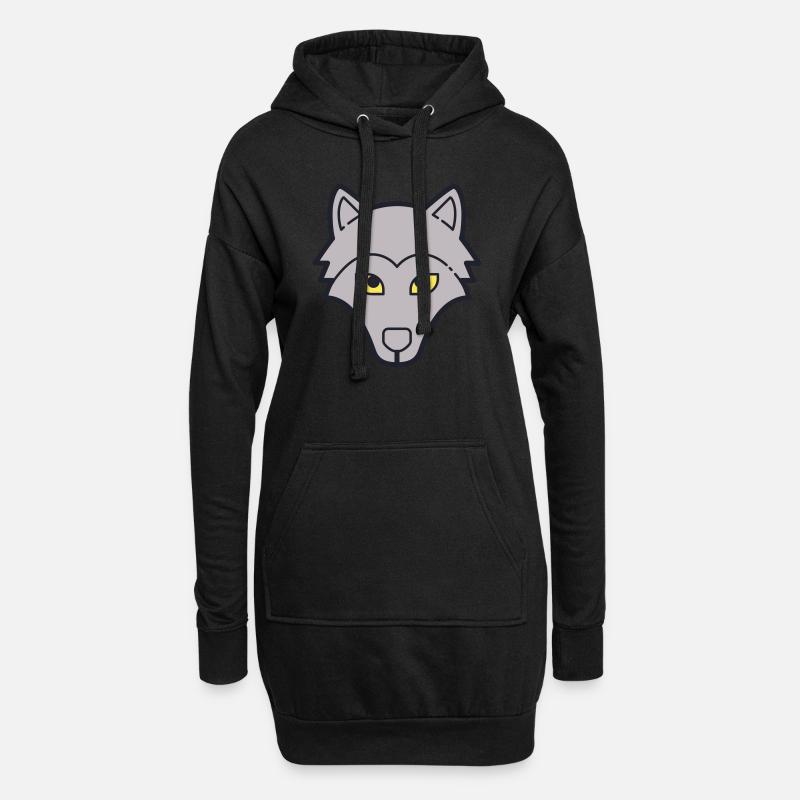 Wolf - Hoodie-Kleid - Schwarz