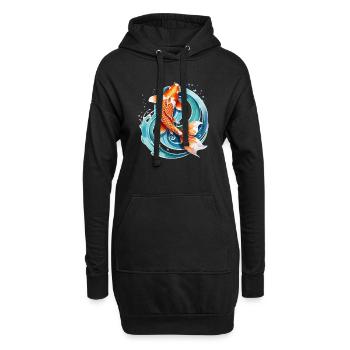 carpe koi - poisson japon - Sweat-shirt à capuche long Femme - noir - Devant