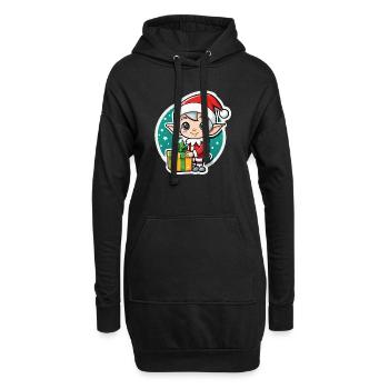 Elf Weihnachten Elf Geschenk - Hoodie-Kleid - Schwarz - Vorne