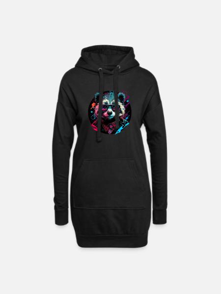 Raccoon corporate - Hoodie Dress - black