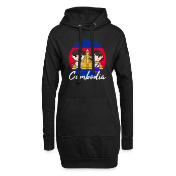 Temple du Cambodge Khmer Vintage drapeau je cadeau - Sweat-shirt à capuche long Femme - noir - Devant
