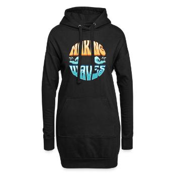 Beach Ocean Surfing Retro Surfers Sea Waves Summer - Hoodie-Kleid - Schwarz - Vorne