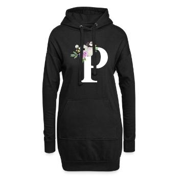 Lila Blumenbuchstabe p - Hoodie-Kleid - Schwarz - Vorne