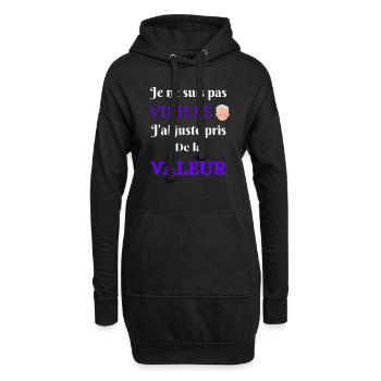 Je ne suis pas vieille - Sweat-shirt à capuche long Femme - noir - Devant