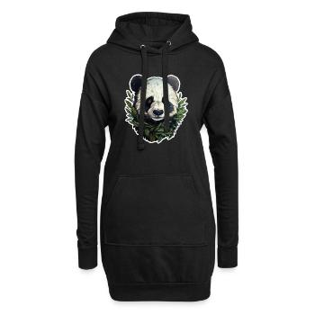 Panda jetant un coup d’œil hors des feuilles - Sweat-shirt à capuche long Femme - noir - Devant