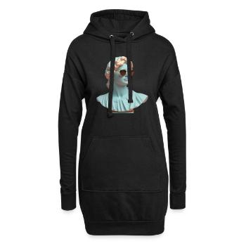 Statue romaine avec lunettes de soleil art de style moderne - Sweat-shirt à capuche long Femme - noir - Devant