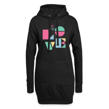 Pastellfarbene Liebe - Hoodie-Kleid - Schwarz - Vorne