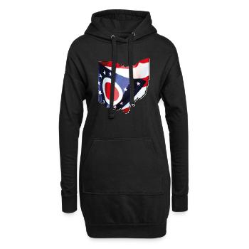 Ohio (États-Unis) | Drapeau réel | Carte des drapeaux - Sweat-shirt à capuche long Femme - noir - Devant