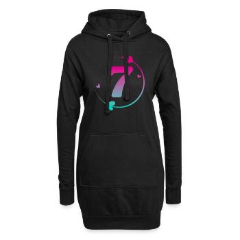 7. Geburtstag Bunter Herzkreis - Hoodie-Kleid - Schwarz - Vorne