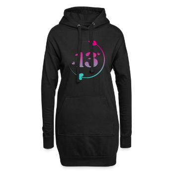 13. Geburtstag Bunter Herzkreis - Hoodie-Kleid - Schwarz - Vorne