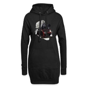 Dampflok durchbricht Papier - Hoodie-Kleid - Schwarz - Vorne