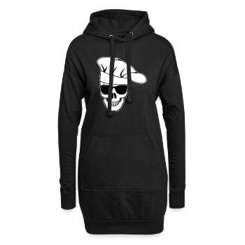 Crâne avec lunettes de soleil, toque de chef - Sweat-shirt à capuche long Femme - noir - Devant