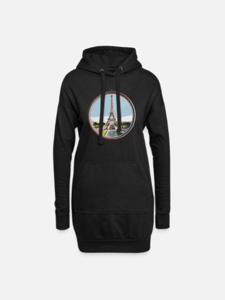 Eiffelturm - Hoodie-Kleid - Schwarz