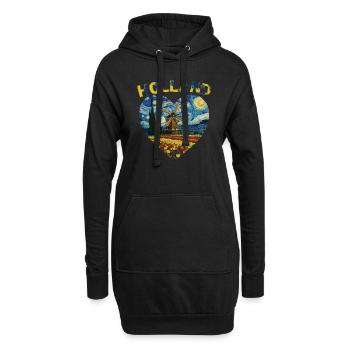 Holland Kunst Windmühle und Tulpen VG Text - Hoodie-Kleid - Schwarz - Vorne