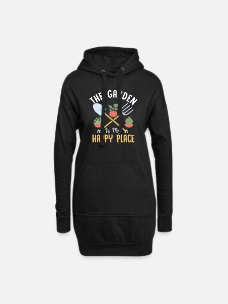 The Garden Is My Happy Place Botanical Gardening - Hoodie Dress - black