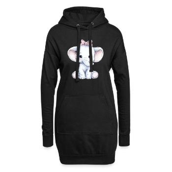 Süßer Baby Elefant - Hoodie-Kleid - Schwarz - Vorne