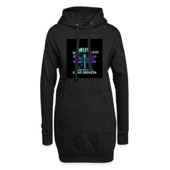 Wo Mut fliegt, kennt die Seele keine Grenzen - Hoodie-Kleid - Schwarz - Vorne