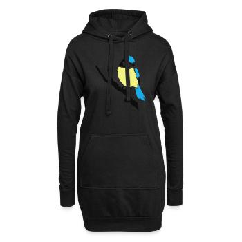Blaumeise Vogel Meise - Hoodie-Kleid - Schwarz - Vorne